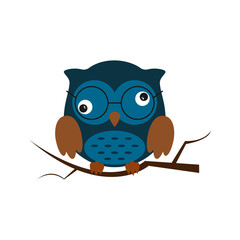 Owl night bird with big eyes. Colorful illustration
