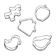 Sketch cookie cutter in various style isolated on white background.