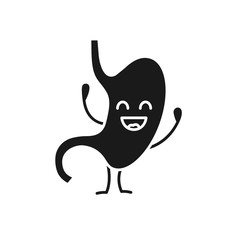 Sticker - Smiling stomach character glyph icon