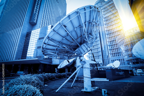 Cuadros en Lienzo Satellite Antenna and Urban Architecture..