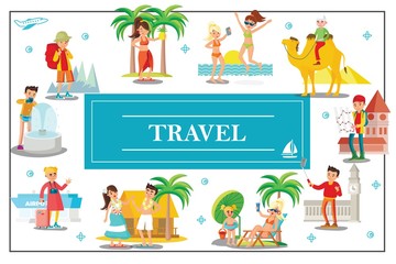 Poster - Flat Summer Travel Colorful Concept