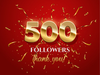 Wall Mural - 500 followers celebration vector banner with text