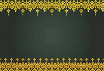 Thai golden vintage frame pattern vector abstract background