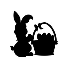 Easter Rabbit With Basket Silhouette