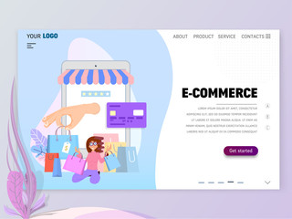 Wall Mural - E-commerce homepage template for website or landing page.
