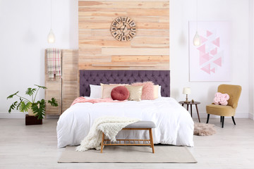 Wall Mural - Modern interior design of cozy light bedroom