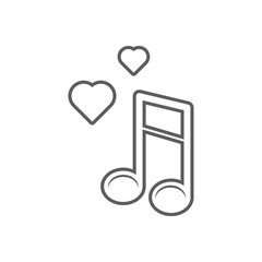 Poster - musical notes with heart icon. Element of Romance for mobile concept and web apps icon. Outline, thin line icon for website design and development, app development