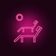 Canvas Print - sun beds icon. Elements of SPA in neon style icons. Simple icon for websites, web design, mobile app, info graphics