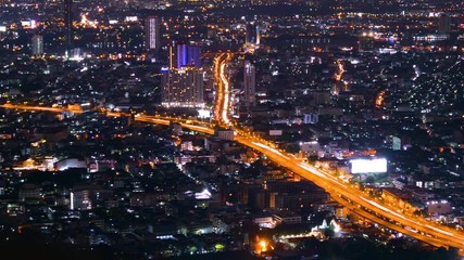 Wall Mural - Timelapse of Bangkok cityscape night light