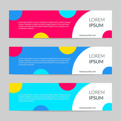 Wall Mural - horizontal web banner set. header design template with colorful circles for website or business card