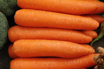 Sticker - Fresh organic carrots for cooking in market