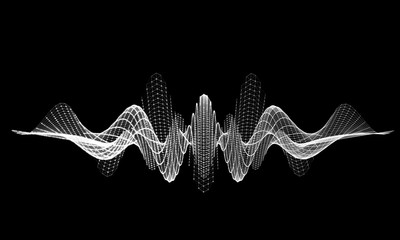 Wall Mural - Equalizer audio wave grid. Abstract wire background  communication. Scientific futuristic concept.