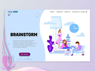 Wall Mural - Brainstorm homepage template for website or landing page.