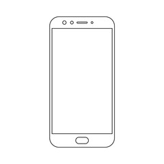 Poster - Smartphone or mobile phone front view outline with blank screen. Smartphone or mobile phone outline. Smarphone front view outline.