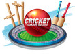 illustration of batsman and bowler playing cricket championship sports