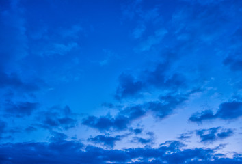 dramatic cloudy sunset sky blue hour background