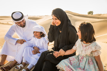 Wall Mural - Arabian family in the desert