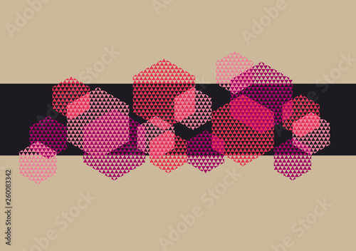 Abstract pink hexagon with triangle texture.