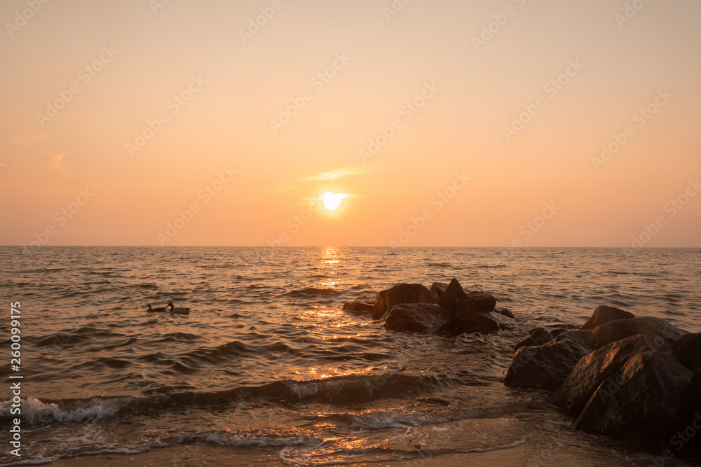 scenic seascape view as burial at sea concept - obrazy, fototapety, plakaty 