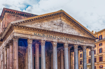 Fototapete - Facade of the Pantheon, iconic landmark in Rome, Italy