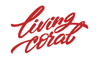 Poster - Lettering phrase Living Coral. 