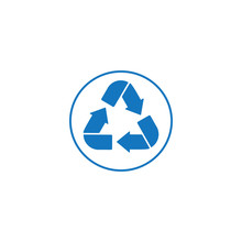 Blue Recycle Sign. Vector Illustration