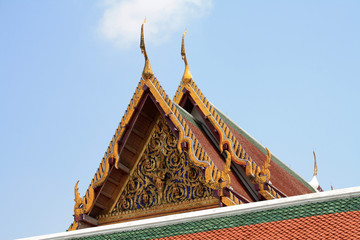 07 February 2019, Bangkok, Thailand, Royal Palace temple complex. Buildings and architectural elements.