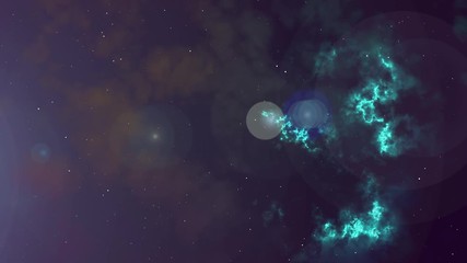 Wall Mural - Animation of glowing flicker blue nebula and stars