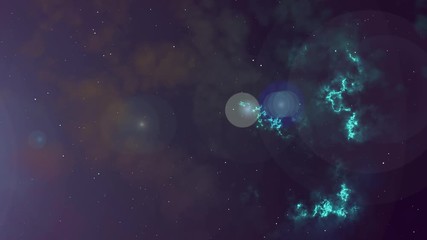Wall Mural - Animation of glowing blue nebula and stars