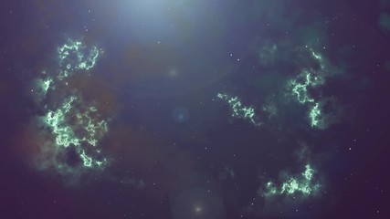 Wall Mural - Animation of glowing flicker blue nebula and stars