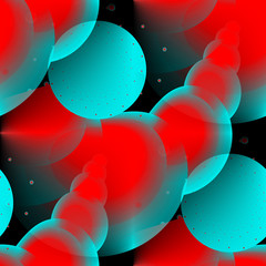 Fototapete - Seamless abstract pattern circles red-turquoise, color of live coral, background. Computer generated fractal. Modern futuristic pattern. Fractal graphics for creative graphic design