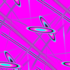 Fototapete - Seamless abstract pattern on purple background. Fractal generated by competrom. Flying discs Modern futuristic pattern. Fractal graphics for creative graphic design.