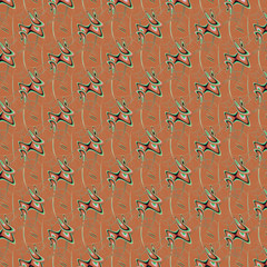 Fototapete - Seamless abstract pattern on terracotta background. Fractal generated by competrom. Flying discs Modern futuristic pattern. Fractal graphics for creative graphic design