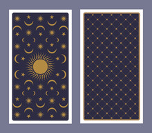 Back Of Tarot Card Decorated With Stars, Sun And Moon