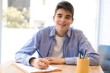 teen student at the desk