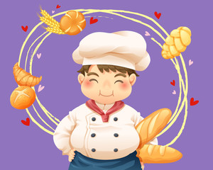 Wall Mural - Vector illustration of pastry chef