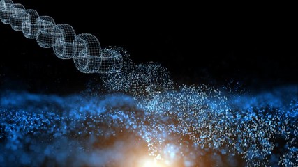 Artistic shiny blockchain chain. Concept business programming code motion background.