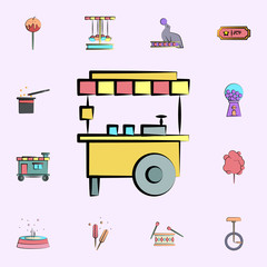 Poster - stall with hot corn colored icon. circus icons universal set for web and mobile