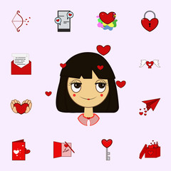 Sticker - Valentine s day, girl love icon. Love icons universal set for web and mobile