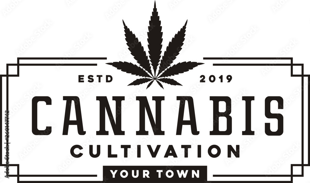 Hemp Pot Marijuana Cannabis Weed Leaf with Vintage Retro Rustic ...