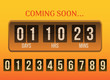Coming soon flip clock timer countdown on golden background. Website Flip timer template