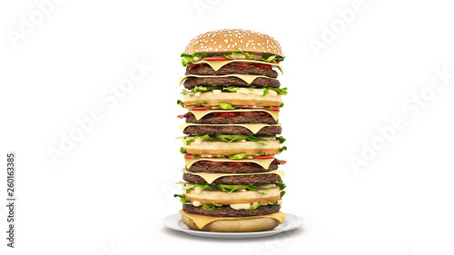 Fotografía hamburger tower. 3d rendering