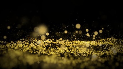 Canvas Print - 4k abstract rendered particles gold glitter on black background.