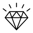 Diamond gemstone with sparkle line art vector icon for jewelry apps and websites