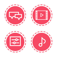 Poster - set different mobile app social media icons web applications collection white background flat