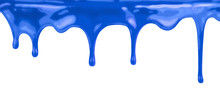 Liquid Blue Paint Dripping On White With Clipping Path Included
