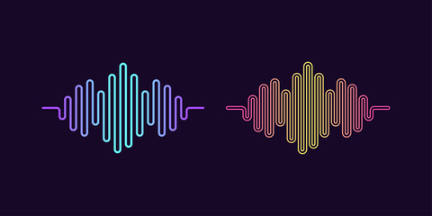 Poster - set signs of digital sound wave. vector icon