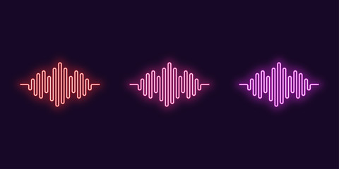 Poster - neon icon set of digital sound wave. vector shape