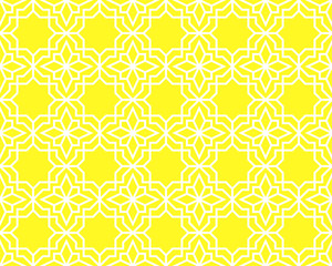 Abstract geometry pattern in Arabian style. Seamless vector background. White and yellow graphic ornament. Simple lattice graphic design