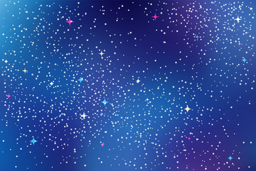 Wall Mural - Night sky with stars. Vector abstract background in blue, purple and violet colors. Space galaxy colorful illustration.